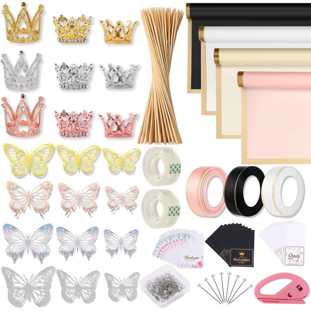 Butterfly Rubber Sheet - 80-Sheet Waterproof Wrapping Paper Kit with